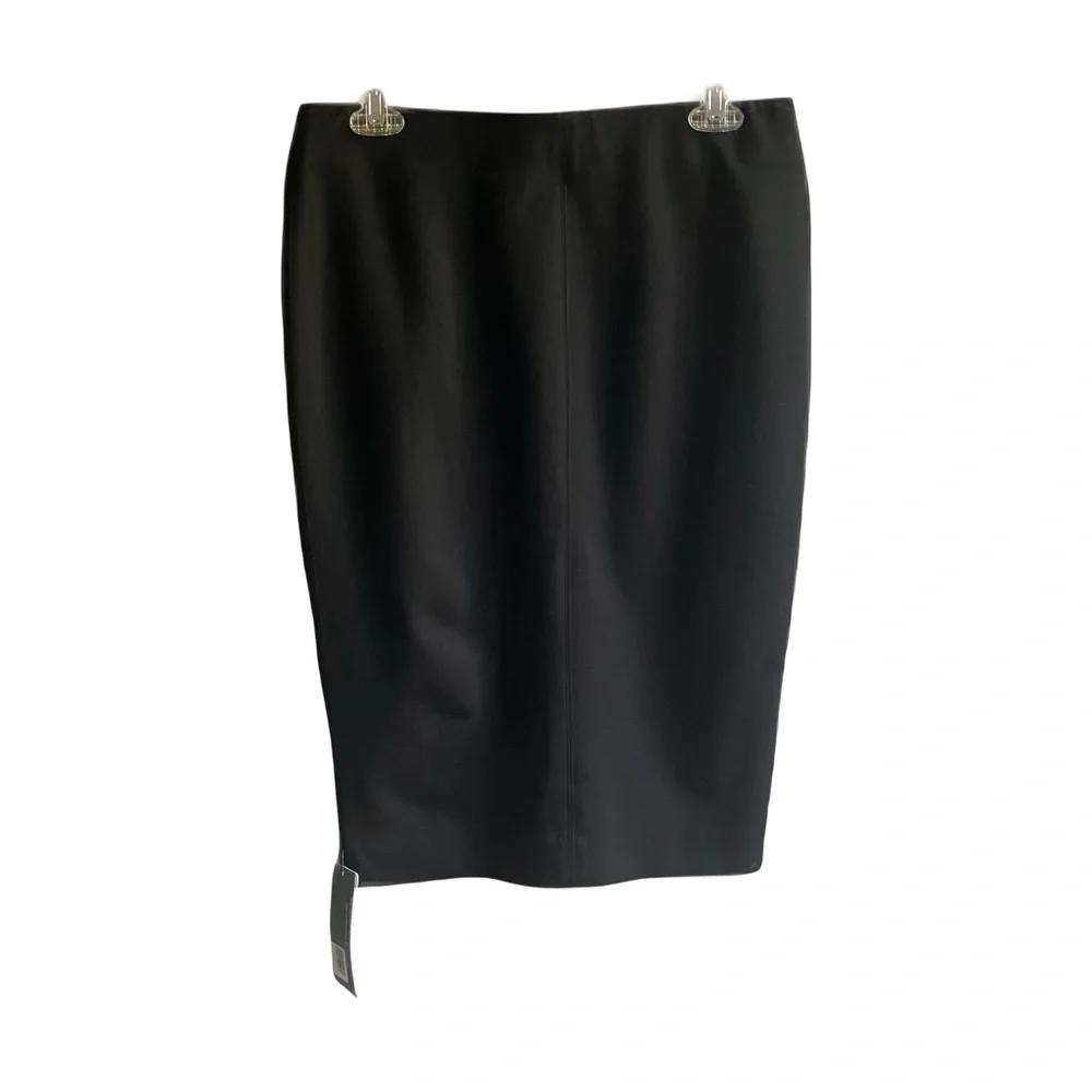 Tart Black Midi Pencil Skirt Size L Pull On Office Classic Stretch Knee Length - Picture 2 of 6